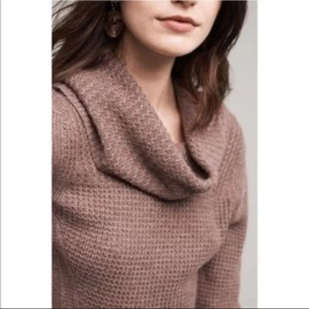 Anthropologie MOTH Cowl Neck Sweater, Light Grey, Cotton/Cashmere Blend,‎ Small